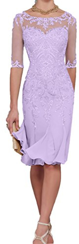 Charmant Damen Flieder Spitze Abendkleider Etuikleider Brautmutterkleider Trumpet Chiffon Rock-42 Flieder