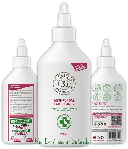 Dog Ear Cleaner Solution 250ML - Alternative to Dog Ear Drops for Infections, Itching & Odor by Cooper and Gracie | Relief from Yeast Infection, Mites, Anti-Viral Protection | Clean Healthy Ears