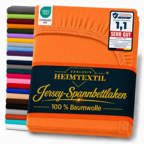EXKLUSIV HEIMTEXTIL Marke Jersey Spannbettlaken 120 x 200 cm 100% Baumwolle Öko - Tex Zertifiziert, Markenqualität, Matratzenhöhe bis 25 cm, Terrakotta