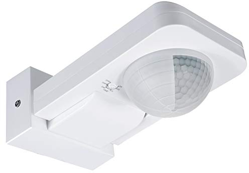 Maclean MCE243 B Sensore di movimento a infrarossi con sensore crepuscolare Campo di rilevamento di 360° fino a 20 m Sensore IP65 max 2000W (Bianco)