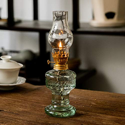 Lampe à Kérosène, Lanterne de Tempête Nostalgie Rétro, Lampe de Secours en Verre Artisanal Simple pour Décoration D'éclairage à la Maison (20 CM)