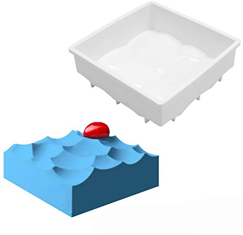 DUBENS Meer Welle Meerwasser Welligkeit Silikonform Mousse Kuchen Form Zum Backen Home Party Weihnachten Hochzeit Cupcake Silikon Form für französisches Desserts, Kuchenform