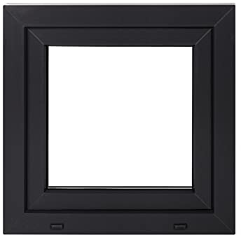 Framex Premium Kunststofffenster - Kellerfenster Weiß/Anthrazit BxH 800 x 800 mm - Garagenfenster/Gartenhaus Fenster BxH 80 x 80 cm 2-fach Verglast - Din Rechts-Funktion Dreh Kipp Fenster