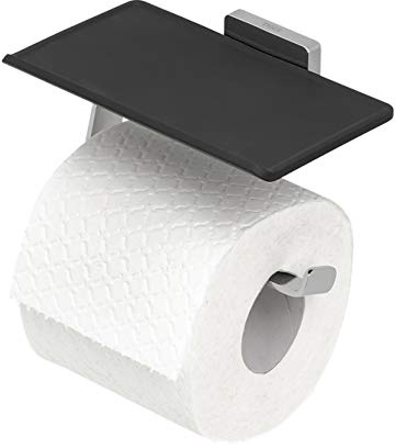 Tiger Dock Toilettenpapierhalter mit praktischer Ablage, Toilettenrollenhalter aus gebürstetem Edelstahl, 150x85x95 mm, Edelstahl gebürstet