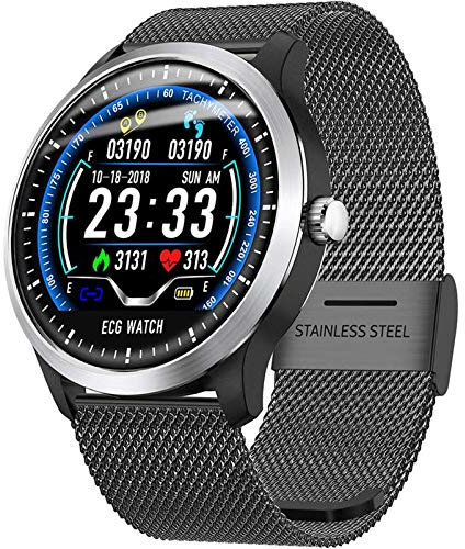 N58 ECG PPG Smart Watch Bluetooth Heart Rate Monitor Fitness Activity Blood Pressure Oxygen IP68 Waterproof Smartwatch,Black
