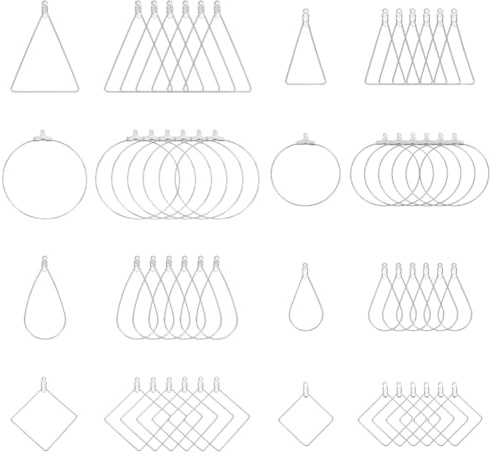 UNICRAFTALE Ohrringe, ca. 80 Stück, 4 Stile, 304, hohl, hypoallergen, aus Edelstahl, verschiedene Formen, Anhänger für Ohrringe, Basteln, Herstellung
