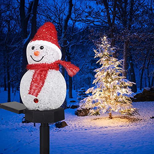 Lampada LED a forma di pupazzo di neve per esterni lampada solare a LED con spina di messa a terra Palo della Luce Solare del Giardino del LED decorazione di Natale per esterni giardino prato terrazze