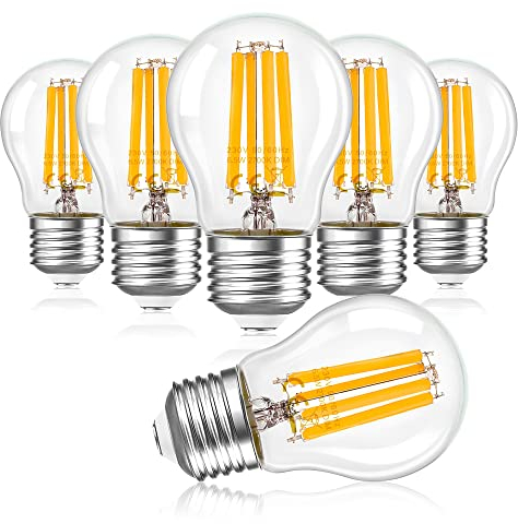 Century Light Glühbirne E27 Led Warmweiss Leuchtmittel Dimmbar Birne, G45 6.5W Lampe Ersetzt 60 Watt Glühlampe, Klar Glas Edison Filament 230V Dimmbare Glühbirnen 2700K 806lm Energiesparlampe, 6Stück