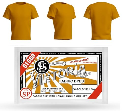 HOPS DYE (56 Golden Yellow) - Dye for Cotton, Linen, Silk, Wool, Viscose, Nylon, Satin, Wood, Plastic - Textile Dye - 10g Powder