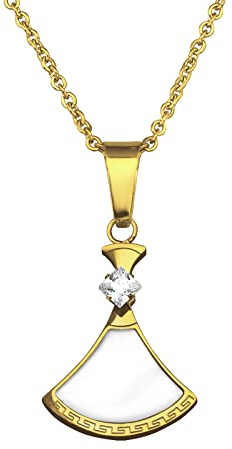 Laimons Damen-Halskette Kette 50 cm mit Anhänger Sichel 20 mm x 26 mm aus Edelstahl vergoldet