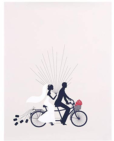 BuyWeek Fingerabdruck-Poster, DIY-Hochzeits-Fingerabdruck-Signatur-Gästebuch, Fahrradmuster, Gästeunterschrift, Anmeldebuch, Leinwand, Hochzeitsdekoration