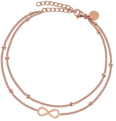 GD GOOD.designs Fußkettchen mit Unendlichkeitszeichen (Roségold) I Wasserfeste Infinity Fußkette mit 18 Karat Vergoldung I Damen Fußschmuck vergoldet