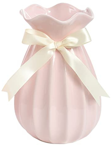 19 CM Vaso Fiori Rosa Ceramica per Pampas, Vaso Cilindrico Decorativo da Interno Design Moderno Elegante Classici