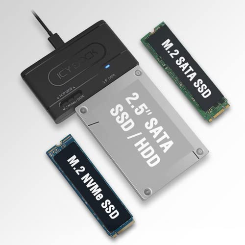 ICY DOCK EZ-Adapter MB104U-1SMB USB 3.2 Gen 2, 10 Gbit/s auf 2,5 Zoll SATA SSD/HDD & M.2 NVMe/SATA SSD Externer Leseadapter