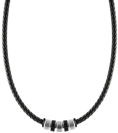 SHIEAGLELD Halskette Herren Leder, Herren Kette mit Edelstahl Halsband Anhänger, Geflochten Lederkette, Halsschmuck für Herrens Junge Teenager, Kommt in Schmuck Geschenk box