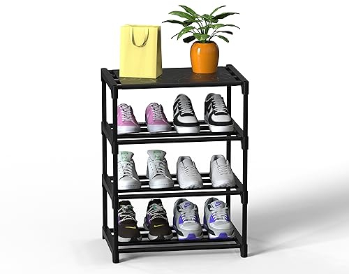 ANKENGS Schuhregal, 4-stöckig, 8 Paar, Schuhe für Eingang/Schrank für platzsparende Aufbewahrung, Schuhablage