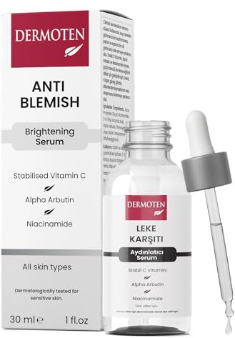 DERMOTEN Anti-Hautunreinheiten und aufhellendes Serum zur Hautpflege, Korrektur dunkler Flecken mit stabilisiertem Vitamin C und Niaciamide, Reduzierung von Hautunreinheiten, alle Hauttypen, 30 ML