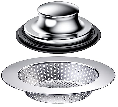 Huntonry 2PCS Kitchen Sink Stopper and Kitchen Sink Drain Strainer, Drain Catcher and Drain Cover for Kitchen Sink, Drainer for Standard 3-1/2 Inch Garbage Disposal Sink Drain