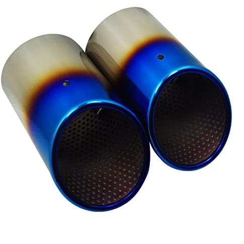 WEHOMY 2 Teile/Satz 90mm Durchmesser Edelstahl Schalldämpfer Auto Auspuff Endrohr Dekoration Schwanz Kehle Für Audi Q7 Auspuffblenden (Color : Bluing)