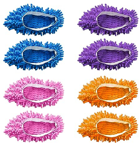 TAFACE Pantuflas mopa de 8 piezas, zapatos de limpieza del suelo, zapatillas extraíbles y lavables, fuerte absorción de agua, aptas para la limpieza del polvo y el cabello casero