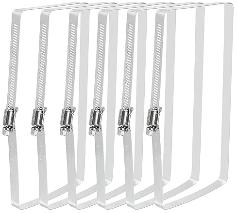 uxcell Rectangular Hose Clamps, 8 x 4 304 Stainless Steel Square Duct Pipe Clamp for Ducting, Securing Hose, Cable and Bridge Project Application, Pack of 6