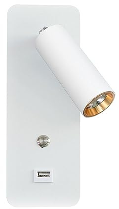 RXPVUXE Applique Murale Liseuse, Lampe de Lecture Rotative 7W avec Prise de Charge USB et Interrupteur à Bouton Applique Murale de Chevet Réglable Rectangle LED Applique Murale (Noir+Or/Noir/Blanc)