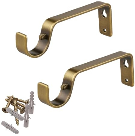 Metall Gardinenstangenhalterungen Messing Set mit Schrauben für Stangen 28 mm Gardinenstangenhalterung Metall Heavy Duty Stange Wandhalterungen Halter 2 Stück