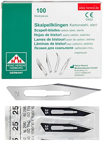 Shehadeh - 100 Stück sterile Skalpellklingen Figur 25 für Skalpellhalter Nr. 4