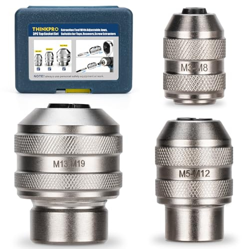 3 Piece Tap Socket Set for Ratchet Wrench - 1/4 3/8 1/2 Drive, Fits Taps, Reamers, Extractors with Square Shank (M3-M19)​,Cr-Mo Steel