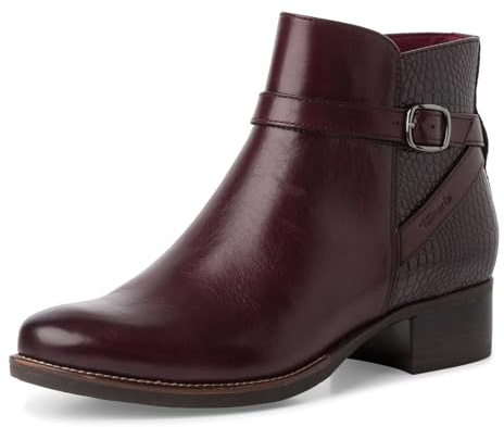 Tamaris Bottines à talon bloc pour femme, bordeaux, 36 EU