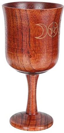 HAKIDZEL Copa Sagrada Tres Fases De Madera Natural Pentagrama, Herramienta Religiosa Para Ceremonias y Sacrificios Familiares, Adorno Retro Para Yoga y Altar, Decoración Espiritual