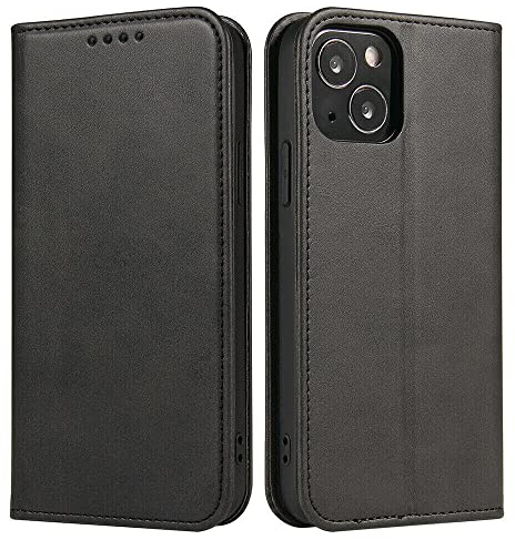 Mixroom - Custodia Cover Case a Libro Nero per iPhone 15 con Stand in Ecopelle Chiusura Magnetica Formato Portafoglio Parte Interna in TPU Morbida con Bordi Piatti