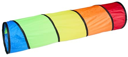 Relaxdays Spieltunnel, farbenfroher Krabbeltunnel, Kinder, B x D: 180 x 46 cm, robuster Pop-up Tunnel, Polyester, bunt