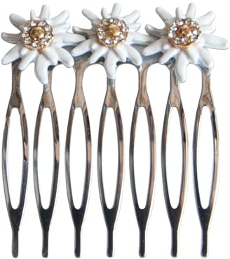 Alpenflüstern Trachten-Haarkamm Greta Edelweiss - Damen-Trachtenhaarschmuck mit Edelweiss bi-color-farben (creme-weiß) ADV148