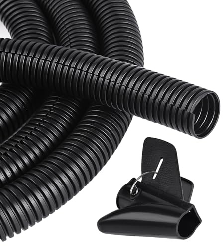 CrocSee 25ft - 1 inch Flame Retardant Split Wire Loom Tubing with Installation Tool - High Temp Flexible Wire Covers Cord Protectors - Black | Easy to Install, Flame-Retardant, Abrasion-Resistant Wire Cover for Automotive, Home & Office