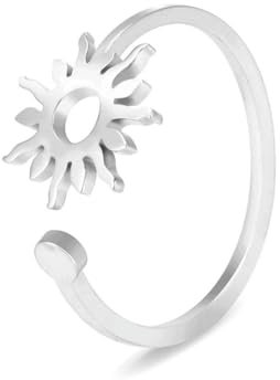 Caiduoduo durchbrochener Sun runder Zehenring aus Edelstahl