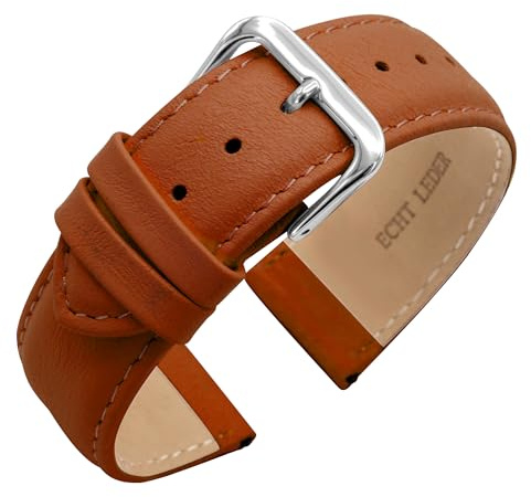 Eichmüller Uhrenarmband aus Kalbsleder, verjüngend – 14/16/18/20/22 mm Bandbreite – Ersatzband für Damen- & Herrenuhren, Federstege inklusive - 21 Farben