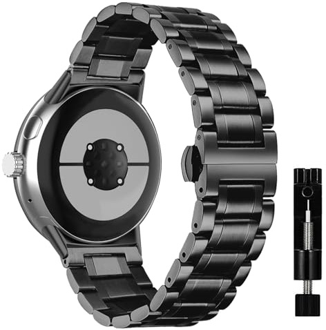 MiKoyi Armband Kompatibel mit Google Pixel Watch 4 45 mm / 3, Ersatzbänd Edelstahl Metall Armband Uhrenarmband Wasserdicht Verschleißfest Band für Google Pixel Watch 3 45 mm / 4, Schwarz
