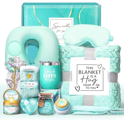 LUCOTIYA Geburtstagsgeschenke für Frauen, Selbstpflege, Genesung, Ozean, entspannender Spa-Geschenkkorb, Pflegepaket mit Decke, Idee, Geschenk für Mutter, Ihre besten Freunde, Schwester, Ehefrau
