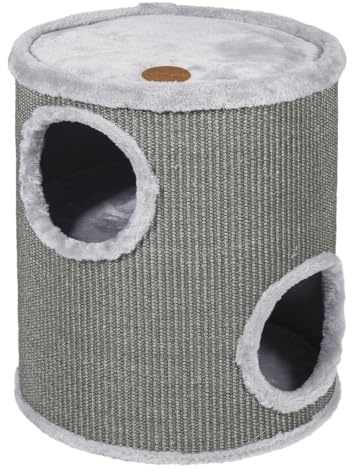 Jack and Vanilla, Baril à gratter Moderne et élégant, Finition Grise, Ø36x50cm, Tonneau à gratter, Griffoir pour Chat, Arbre à Chat Stable pour Petits & Grands Chats, Parfait pour Griffes & Jeu