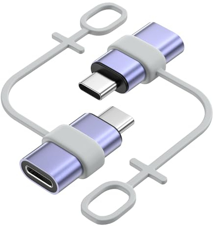 MoKo Lightning auf USB C Adapter 2 Stück, Adapter Lightning auf USB C mit Laden Datenübertragung für iPhone 16/15 Pro Max Plus, iPad, Galaxy S24/S23, mit Anti-Lost Loop, Nicht für Audio/OTG, Blau