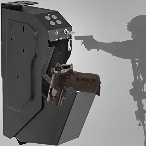 YANDDEA Wall-mounted handgun safe cabinet box, mini gun safe for steel, gun cabinet with combination lock and 2 keys, handgun cabinet for use in dormitories, hotels and offices