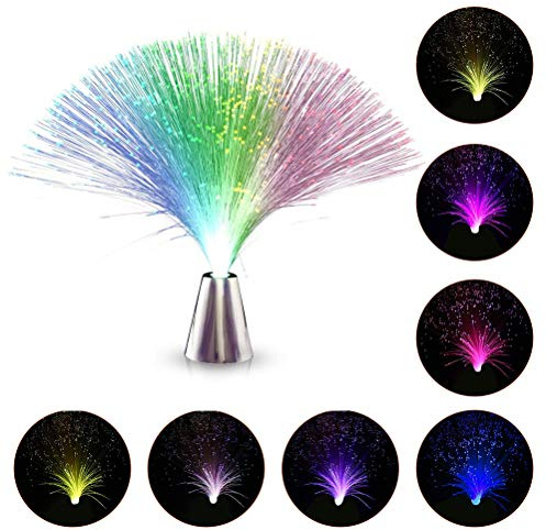 Ghzste Leuchtende Glasfaser-Partyaufsätze mit Farbwechselnden LED-Lichtern, Glasfaserlampe, Buntes Sensorisches Mehrfarbiges Licht, Stimmungsvolles Schlafzimmer-Nachtlicht, (Silber)