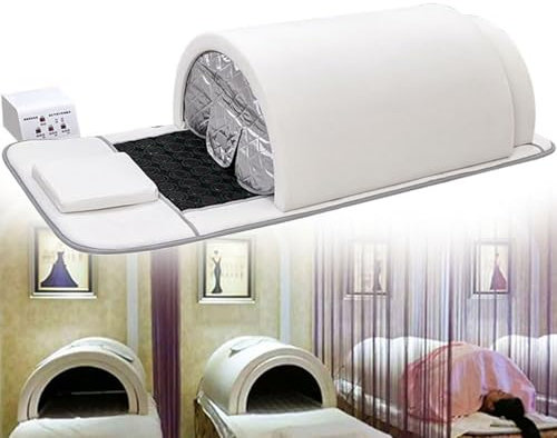 LSBHPPD Dôme De Sauna Infrarouge Lointain Préchauffage en 10 Minutes|1200 W|Sauna Domestique 1 Personne|Sauna Sec Portable Capsule Sauna à Couverture Complète à 360 Degrés avec Oreiller,White