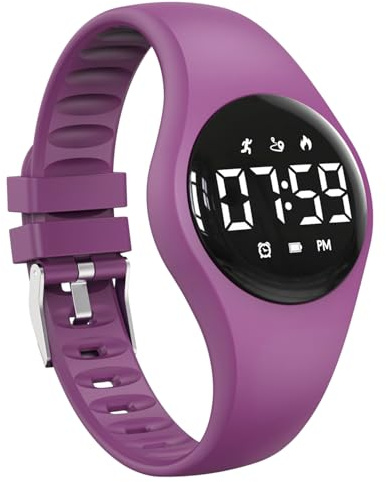 Reloj de seguimiento de fitness para niños con pantalla LED, reloj de contador de pasos resistente al agua, reloj de pulsera digital, podómetro, reloj despertador y calendario para niños, niñas y