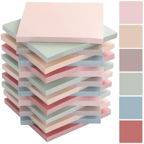 900 Blatt Haftnotizen, 18 Bücher Sticky Notes mit 6 Farben, 76 x 76mm Aesthetic Vintage Selbstklebende Klebezettel Notizzettel, Notizzettel Klebend für Büro Zuhause Schule Sitzung