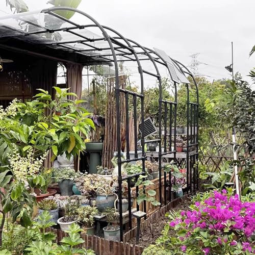 Arco de jardín de metal montado en la pared para rosas, pérgola enrejado para plantas trepadoras, decoración al aire libre, arco de vid, pabellón de jardín, tamaño: 180 x 240 x 40 cm