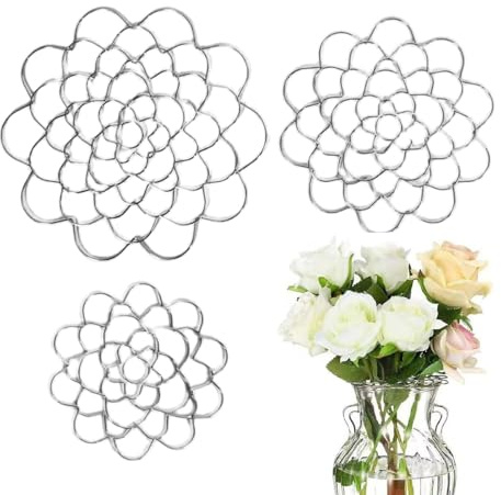 Metall-Blumengitter: 3-teiliges Blumenarrangement aus Eisen, wiederverwendbarer Stielteiler, Pflanzenständer für Vasen, Gitter für Blumenarrangements für MA-Projekte