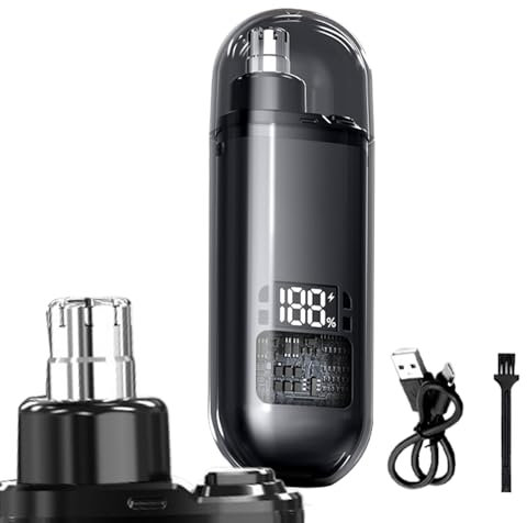 Kixolazr Tagliapeli Nasale | Rasoio per Orecchie e Naso per Uomo - Rasoio Senza Fili con Display Digitale Kit Strumenti Impermeabile per Sopracciglia