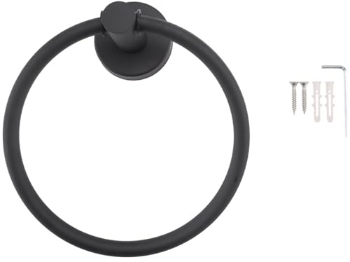Gosera Anneau Porte-Serviettes pour Salle de Bain, Porte-Serviettes Rond Support Mural en Acier Inoxydable 304 Finition BrosséE (Noir)